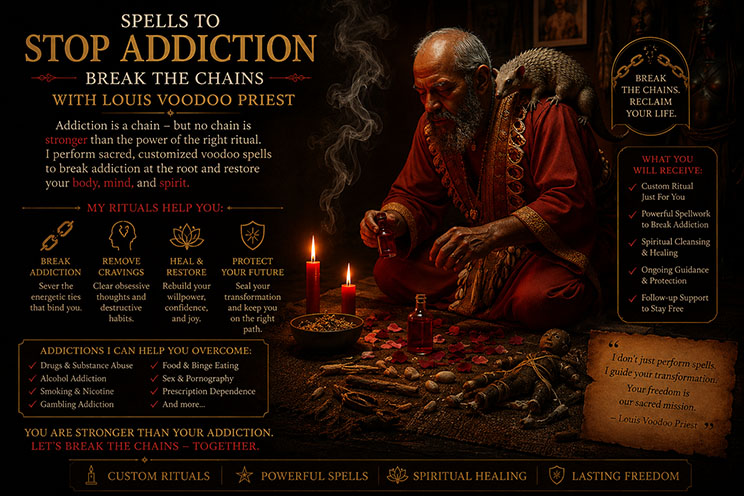 Healing altar for addiction recovery with white candles, herbs, and a mojo bag